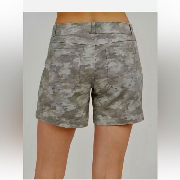 Spanx Stone Wash Camo Pull On Stretch Twill Shorts Womens Sz large Slim Shaping - Picture 1 of 11